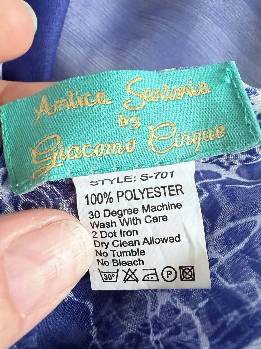 Antica Sartoria by Giacomo Cinque Blue and White Fish Print Polyester Scarf S-70